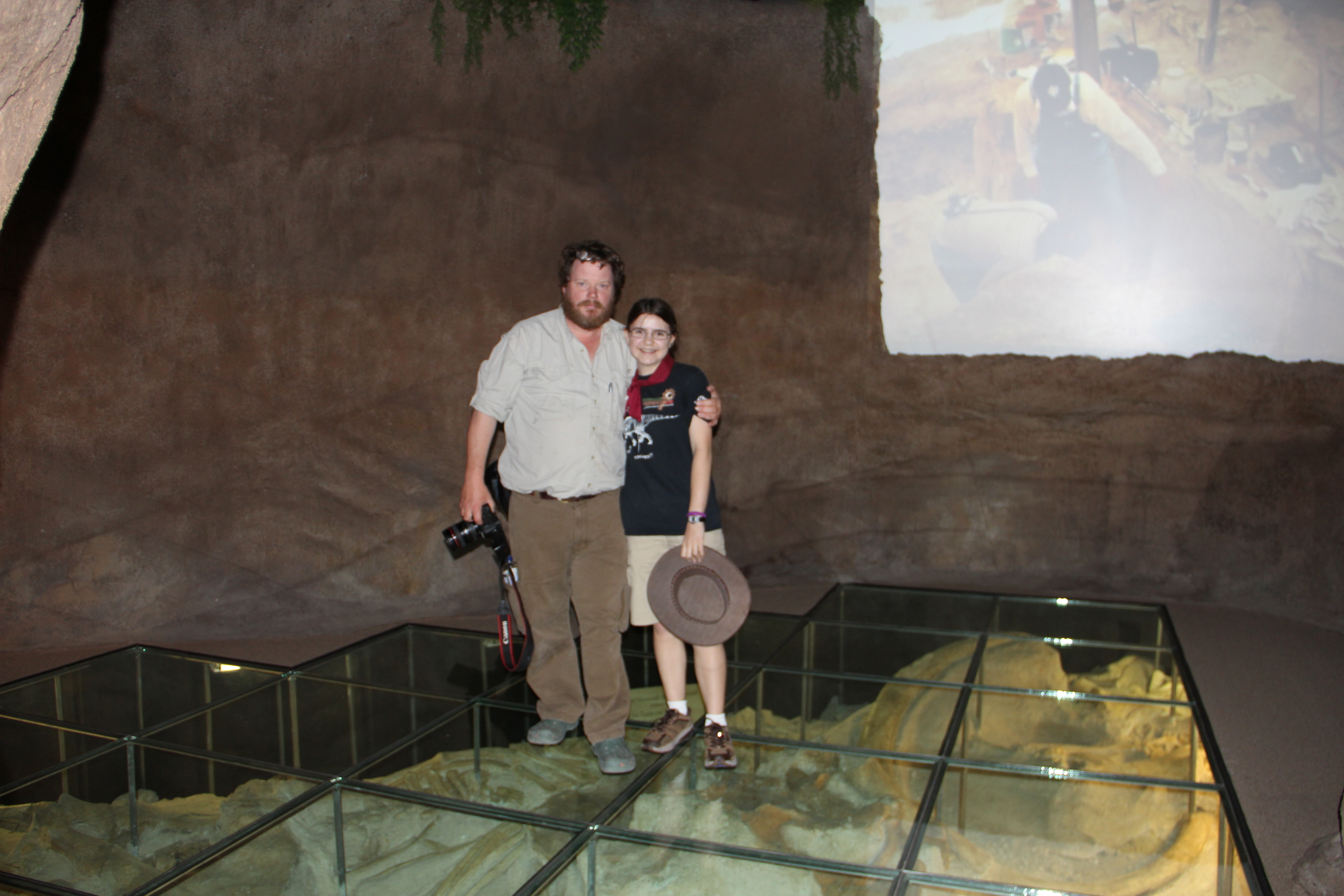David Temple and myself over a replic of the dig site.